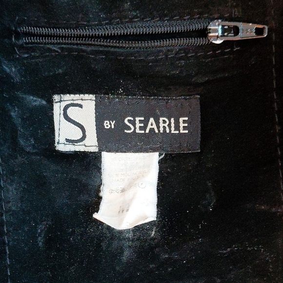 SEARLE Suede Fur Lined Black Coat Women's Medium Suede Jacket - Picture 10 of 11